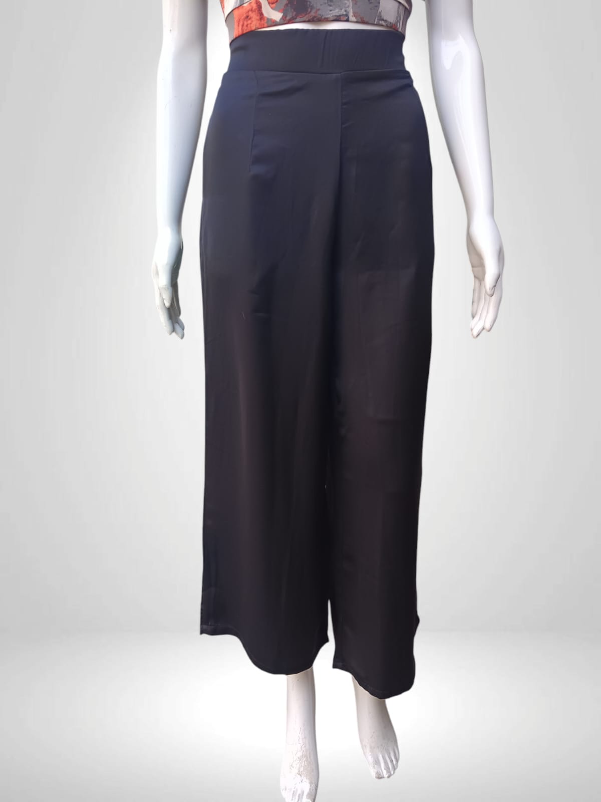 Renaissance Puff Sleeve Crop Top with Flowy Black Palazzo Pants