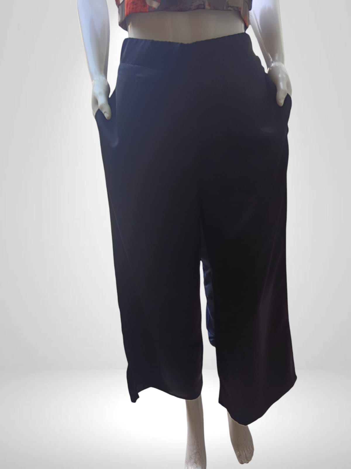 Renaissance Puff Sleeve Crop Top with Flowy Black Palazzo Pants