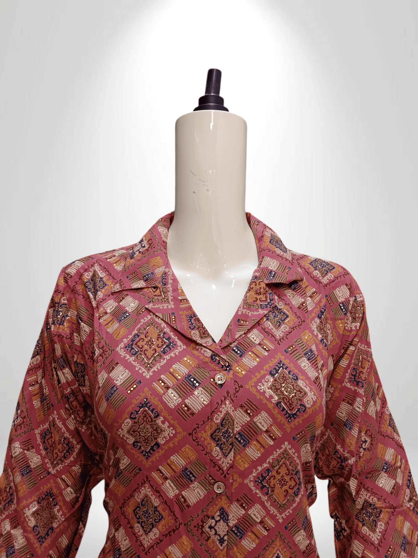 Heritage Charm Collared Kurti with Intricate Print - Banjari Fashion