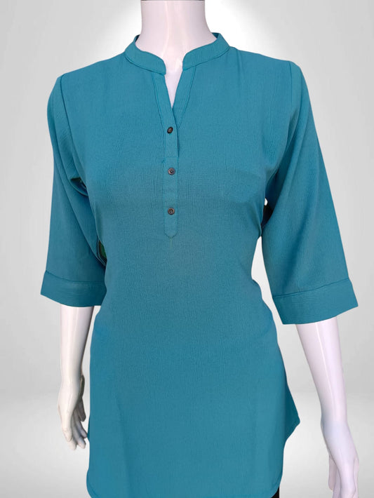 straight Sarovarika Blue short kurti