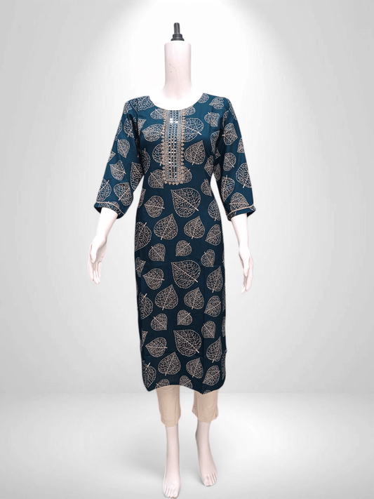 Golden Leaf Charm kurti - Banjari Fashion