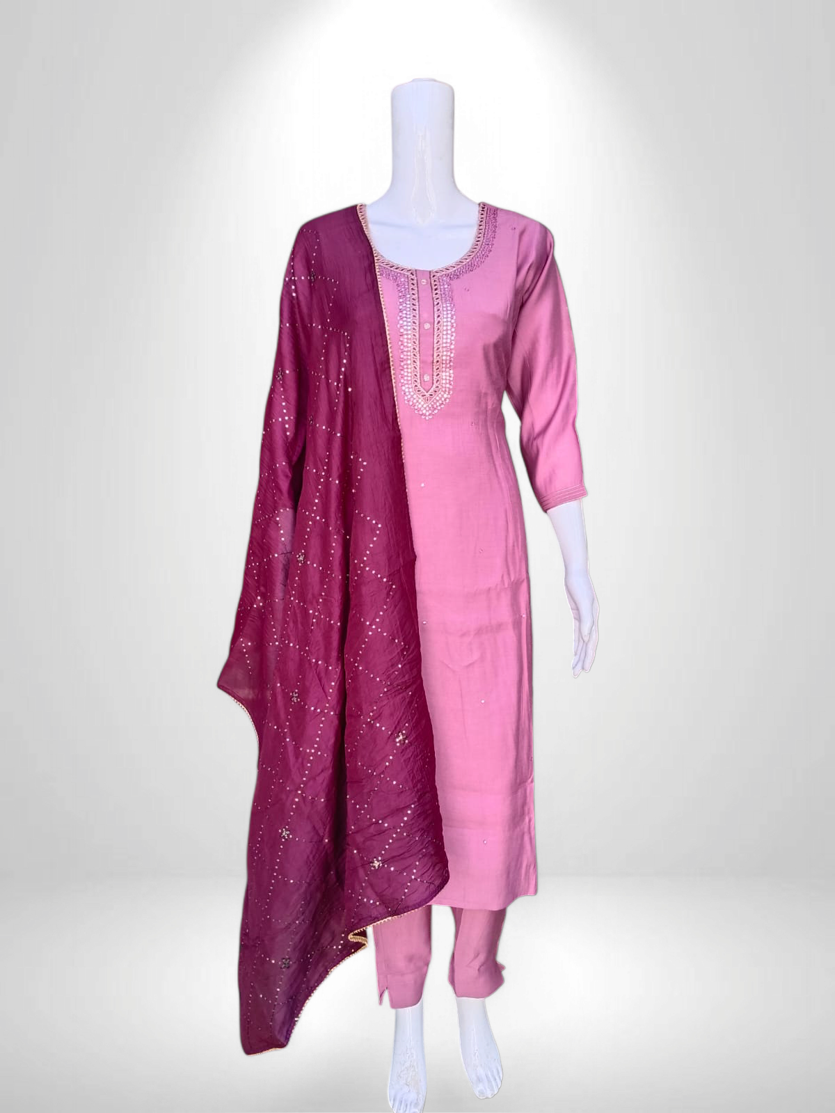 Gulnaz Mirror Work Kurta Set with elegant pocket & Designer Duptta