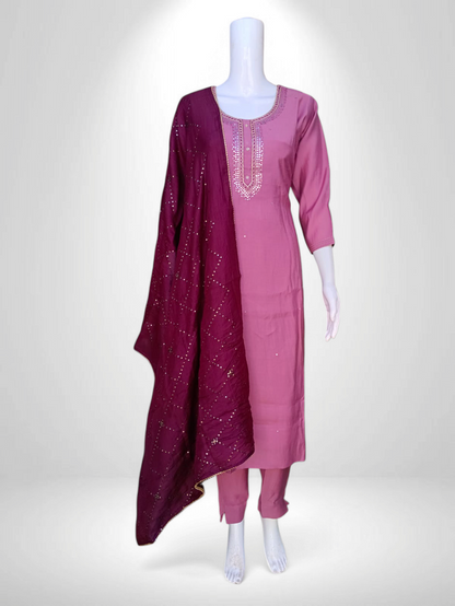 Gulnaz Mirror Work Kurta Set with elegant pocket & Designer Duptta