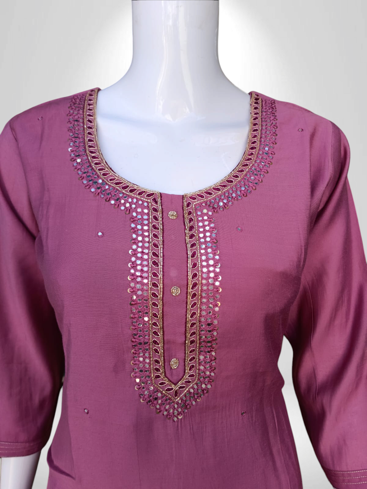 Gulnaz Mirror Work Kurta Set with elegant pocket & Designer Duptta