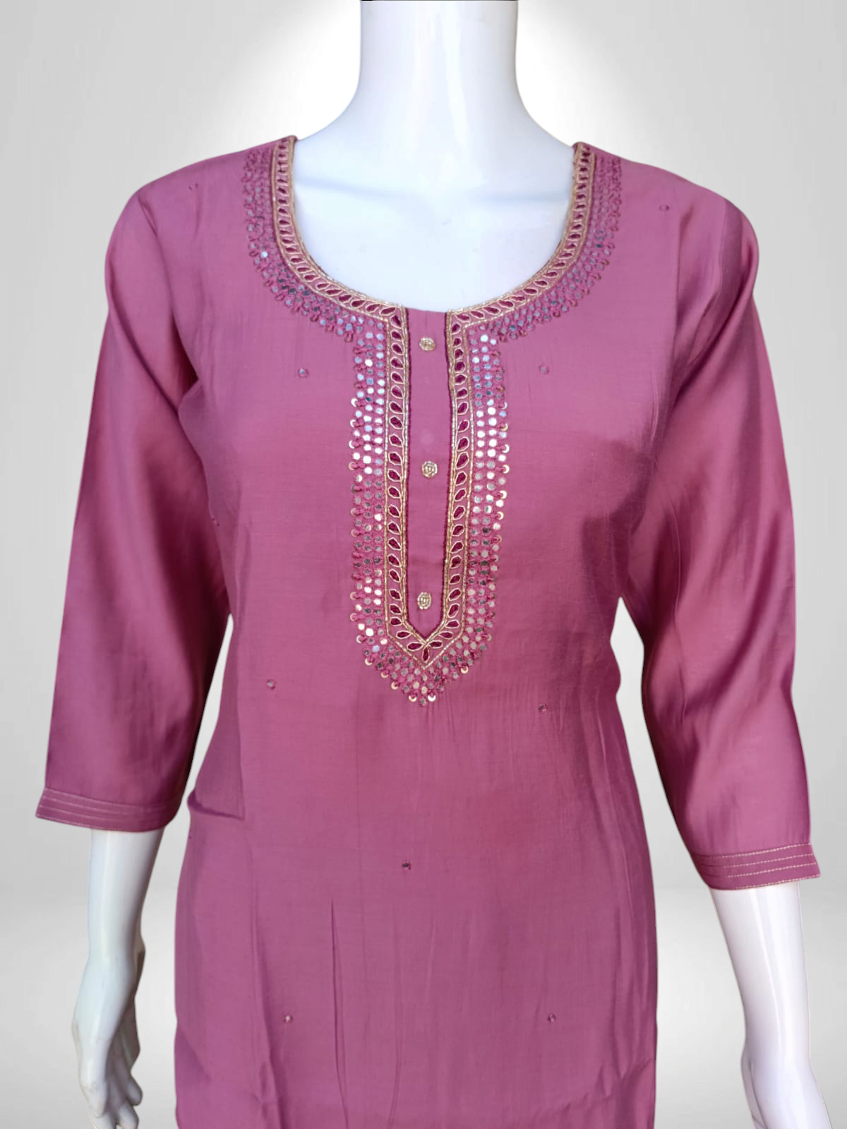 Gulnaz Mirror Work Kurta Set with elegant pocket & Designer Duptta