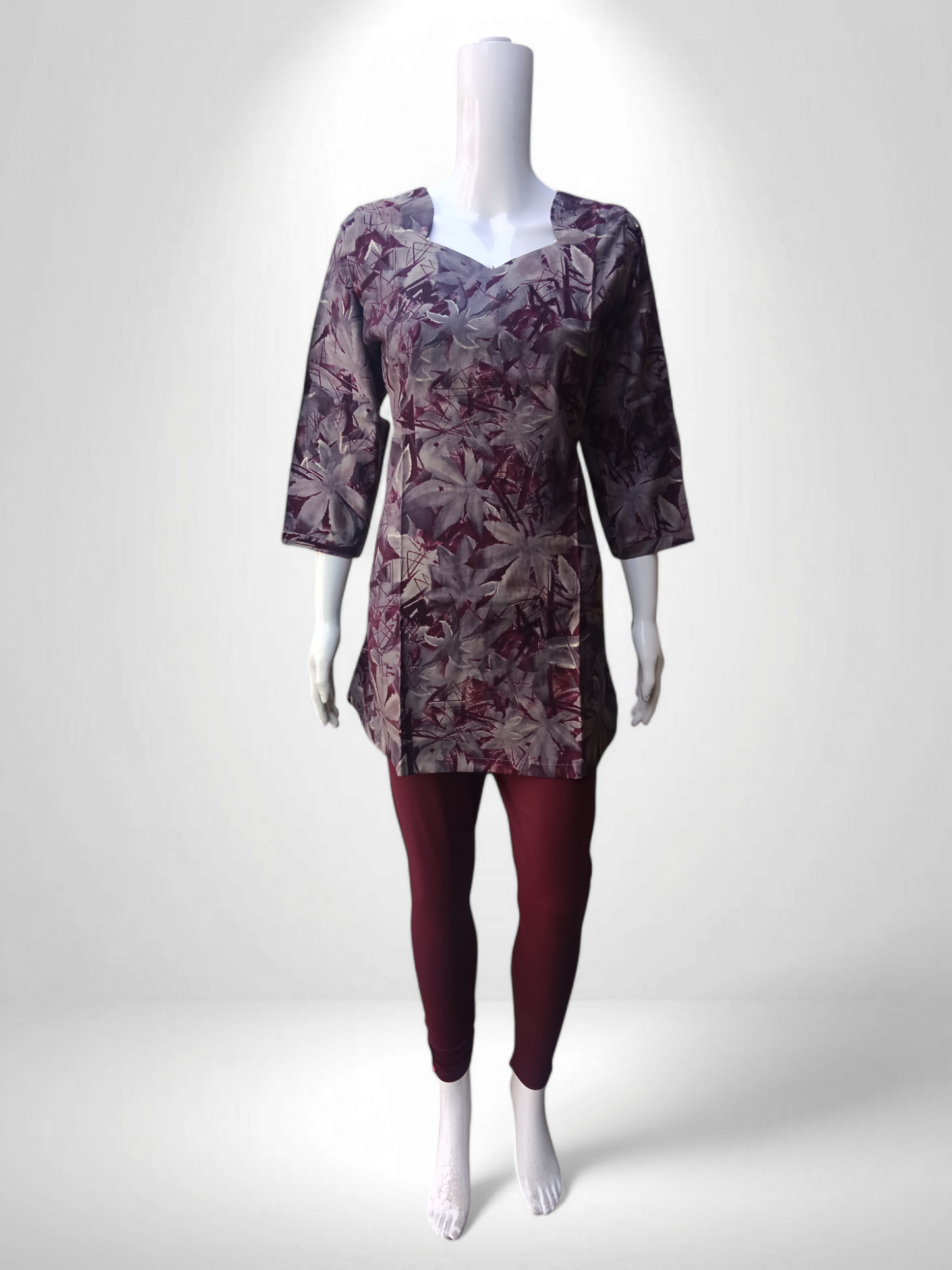 Wine Mirage Kurti with Modern Cut-Curve Neck