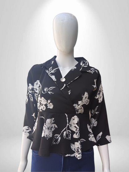 Midnight Muse Abstract Satin Top