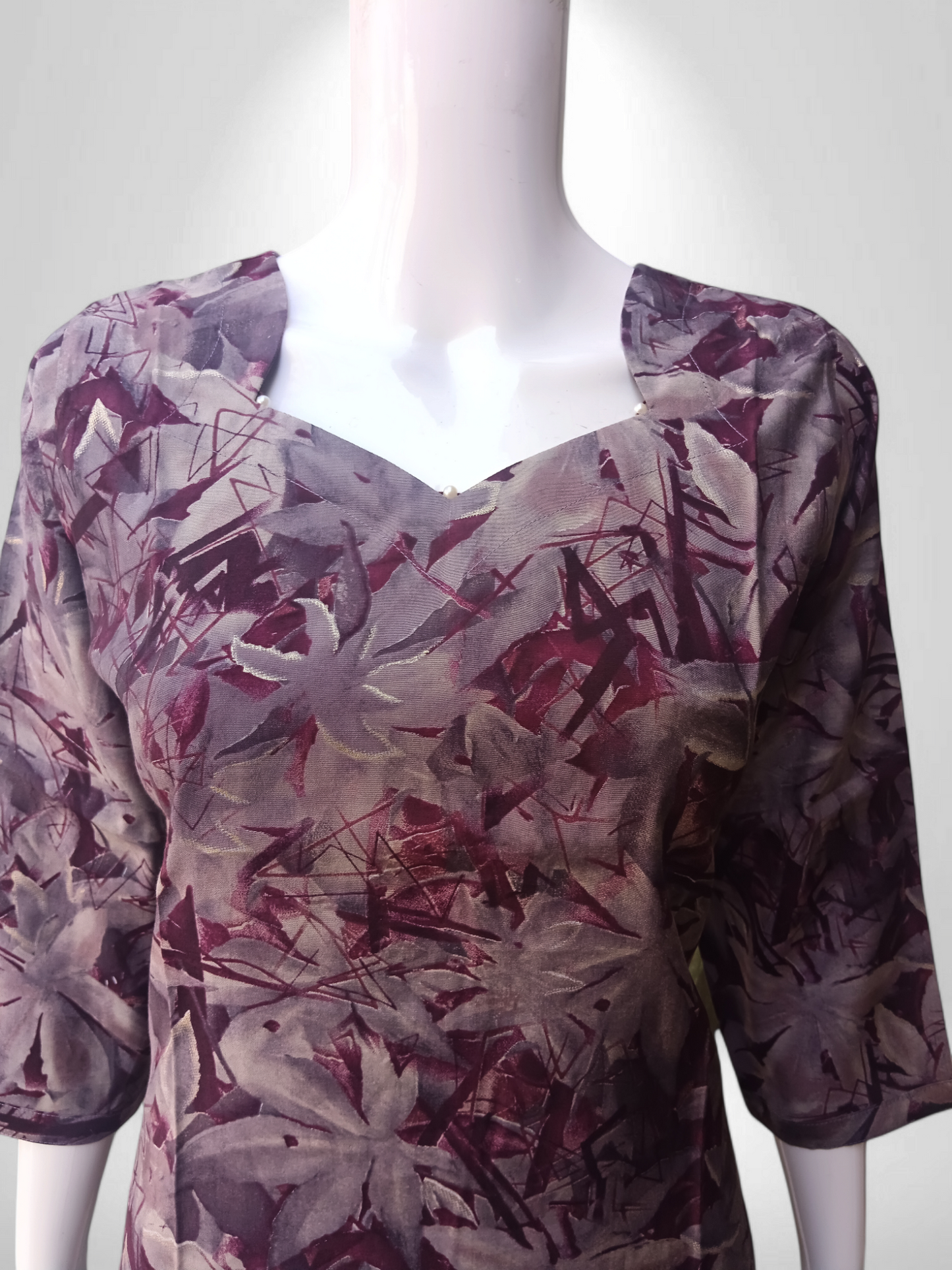 Wine Mirage Kurti with Modern Cut-Curve Neck